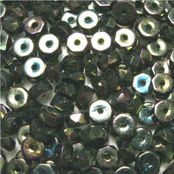 Green Iris 6MM Fire Polish Edge Disc Rondelle