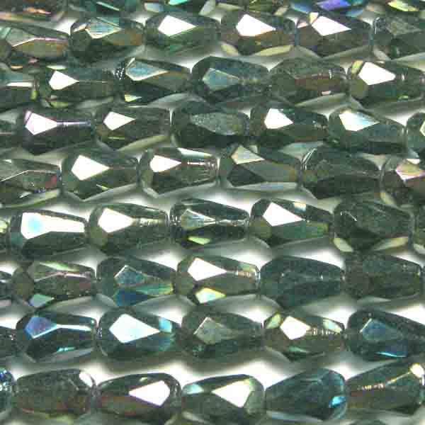 Green Iris 7X5MM Fire Polish Tear