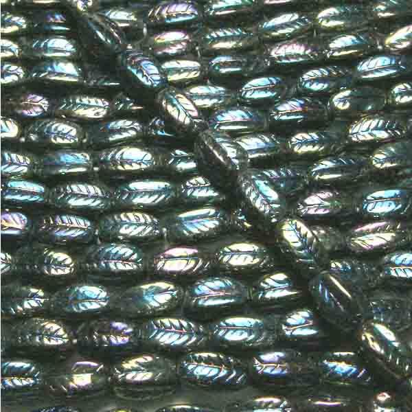 Green Iris Vein Textured 4 sided 7X5MM Oval