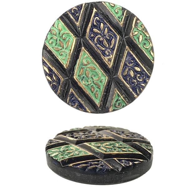 Green Multi Diamond Pattern 18MM Vintage Cabochon