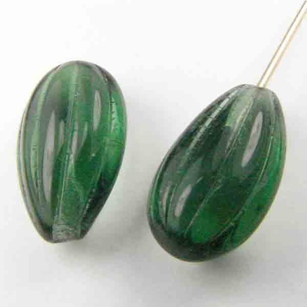 Green Tourmaline 15x9MM Half Drilled Melon Tear Hatpin Topper