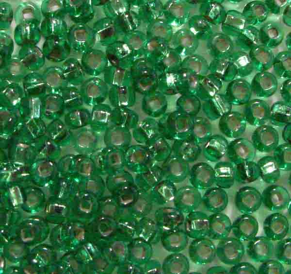 Green Tourmaline Silver Lined 6/0 Seed Bead