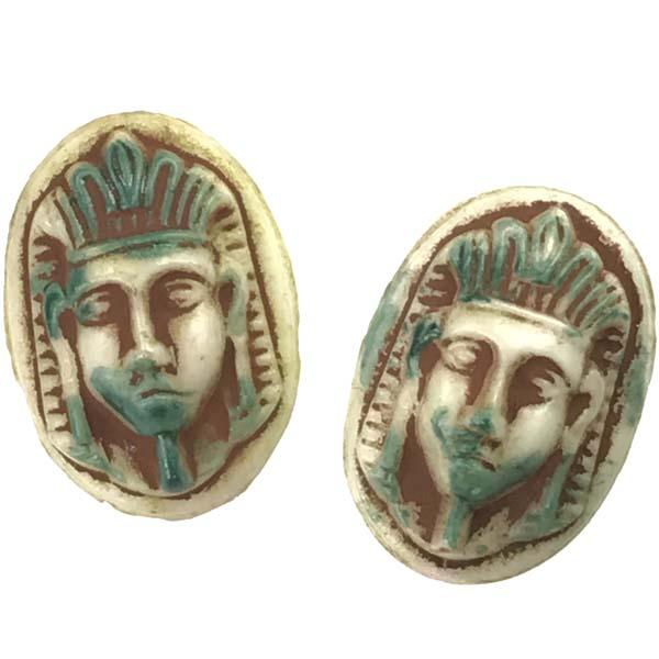 Green Turquoise Pharaoh Head 11X16MM