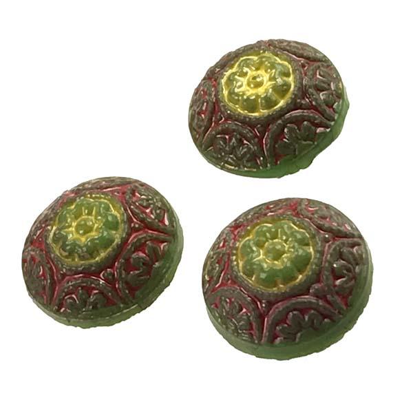 Green and Yellow with Red Domed 7MM