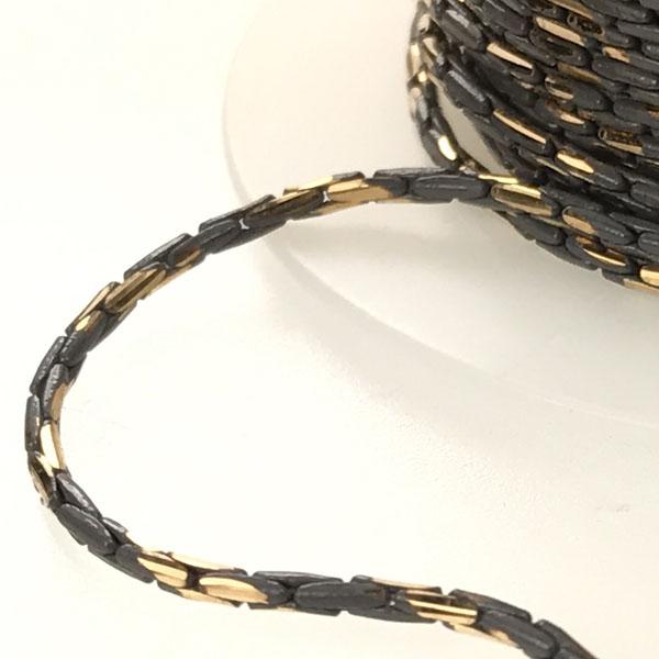 Grey With Gold Two Tone 1MM Boston Link Chain