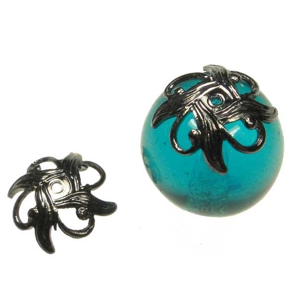 Gun Metal Plate Floral Openwork 10MM Bead Cap