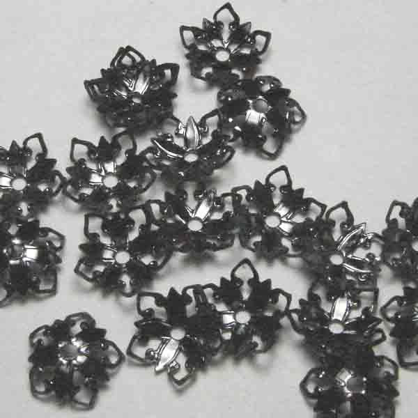 Gunmetal 10MM Open Floral Filigree Bead Cap