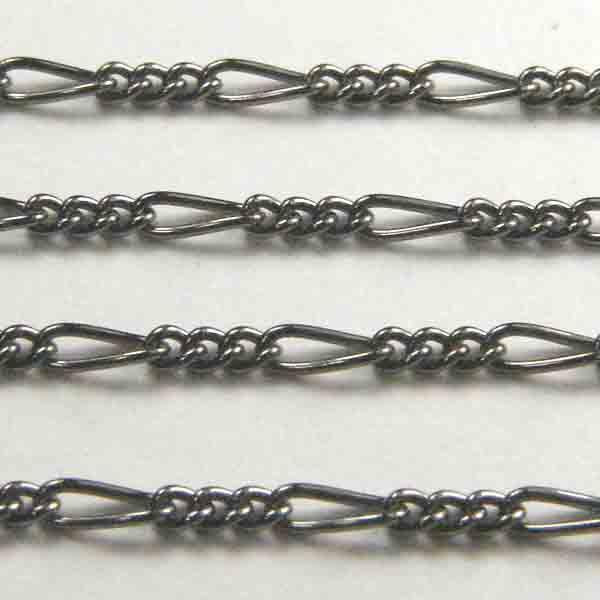 Gunmetal 1mm Figaro Chain