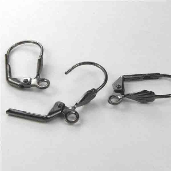 Gunmetal 16x8MM Leverback With Floral Detail