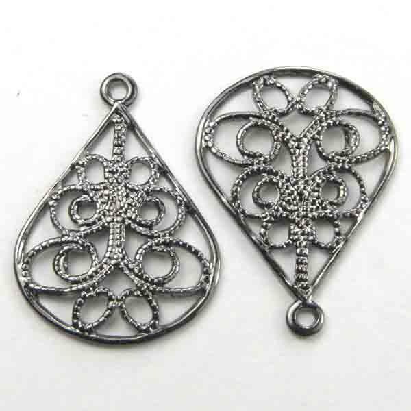 Gunmetal 20X15MM Filigree Tear