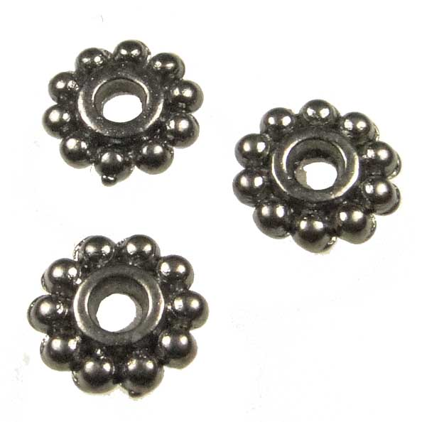 Gunmetal 6.5MM Rondelle Daisy Rondelle Spacer with Beaded Edge