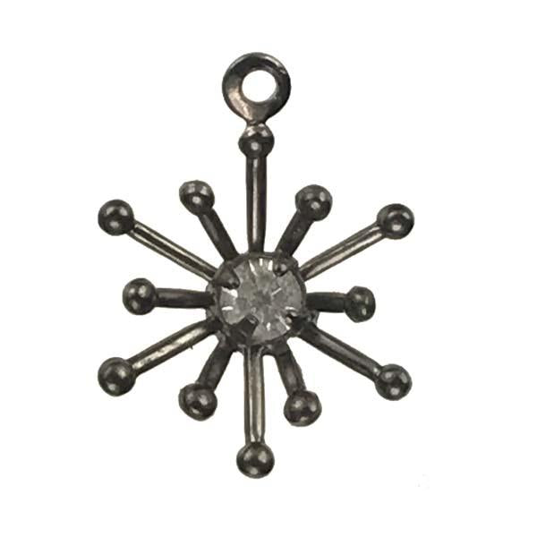 Gunmetal Plate 13x10MM Starburst With Crystal Rhinestone