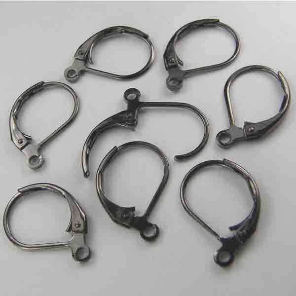 Gunmetal Plate 14x10MM Leverback Ear Clip with Plain Front