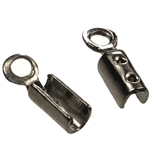 Gunmetal Plate 1MM Fold Over Cord Crimp End Connector