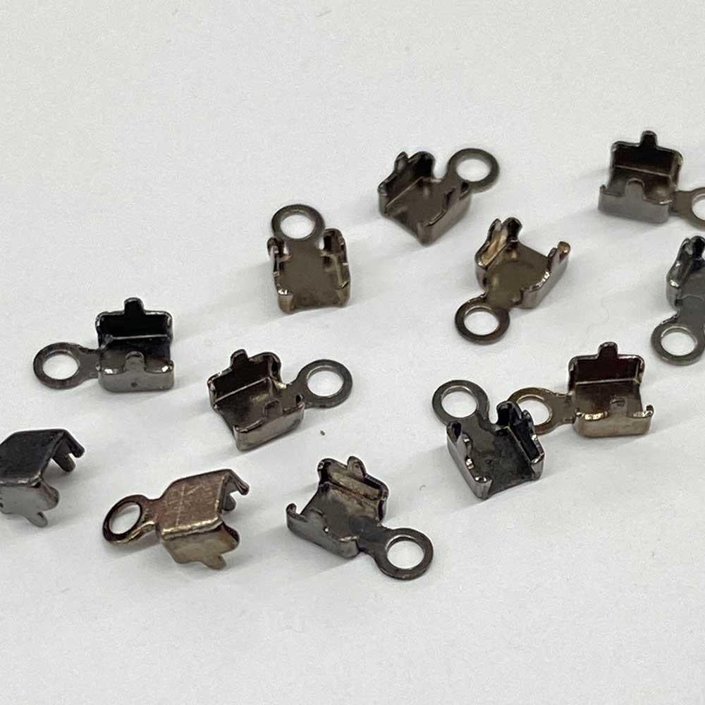 Gunmetal Plate 3MM Crimp End For Rhinestone Cup Chain