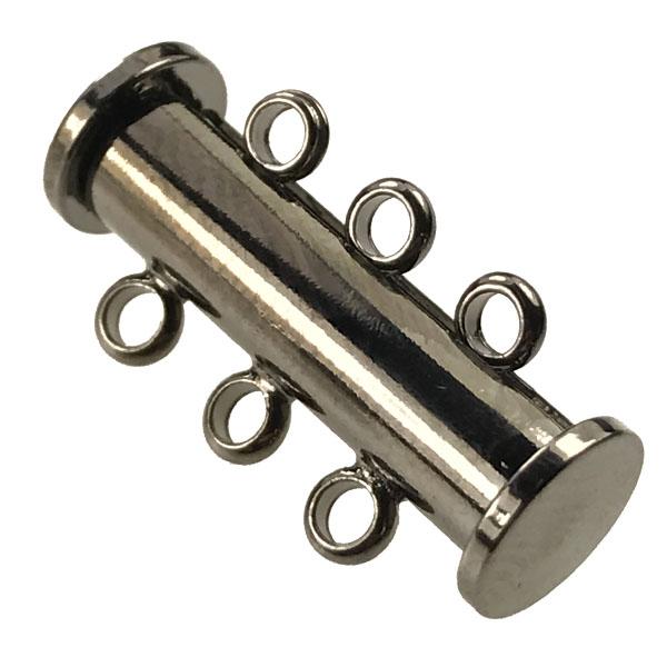 Gunmetal Plate 3 Strand 20x10MM Magnetic Tube Slide Clasp