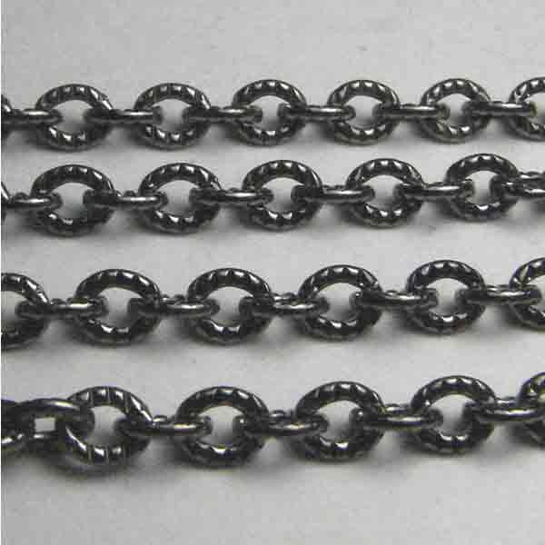 Gunmetal Plate 4X3MM Textured Oval Cable Chain