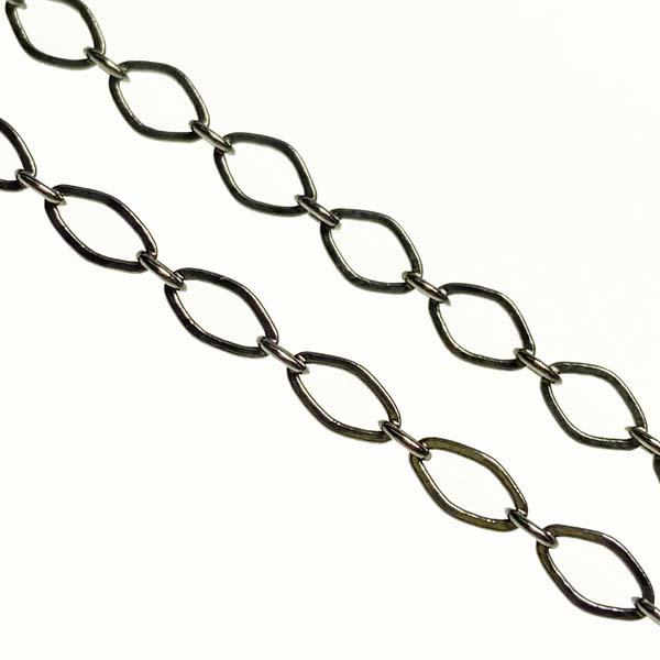 Gunmetal Plate 4x3MM Diamond Long Short Cable Chain