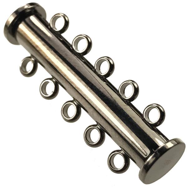 Gunmetal Plate 5 Strand 29x10MM Magnetic Tube Slide Clasp