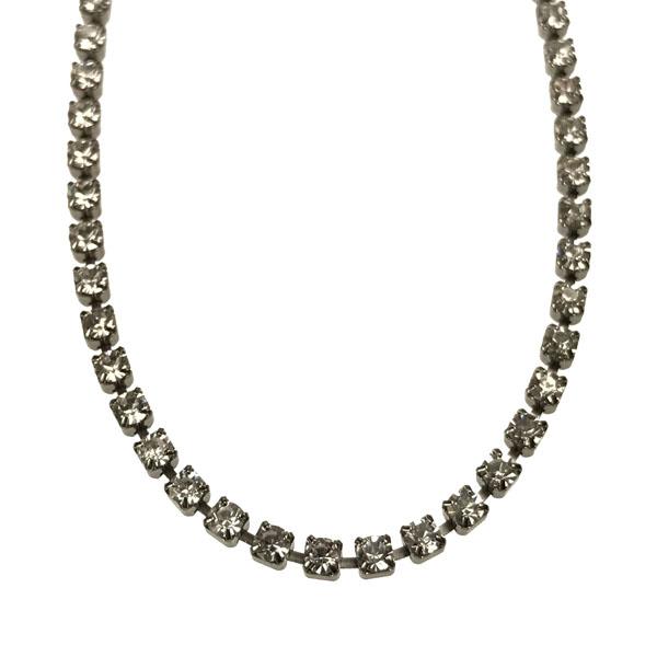 Gunmetal Plate With Crystal Rhinestone 2MM Cup Chain