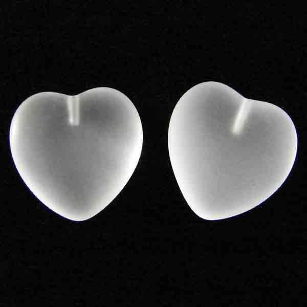 Heart Matte Crystal 16MM W/ Top Hole Half Drill