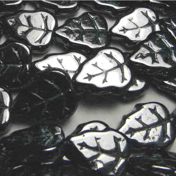 Hematite 12x10MM Veined Leaf