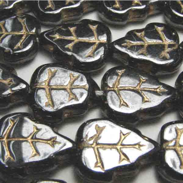 Hematite 12x10MM Veined Leaf