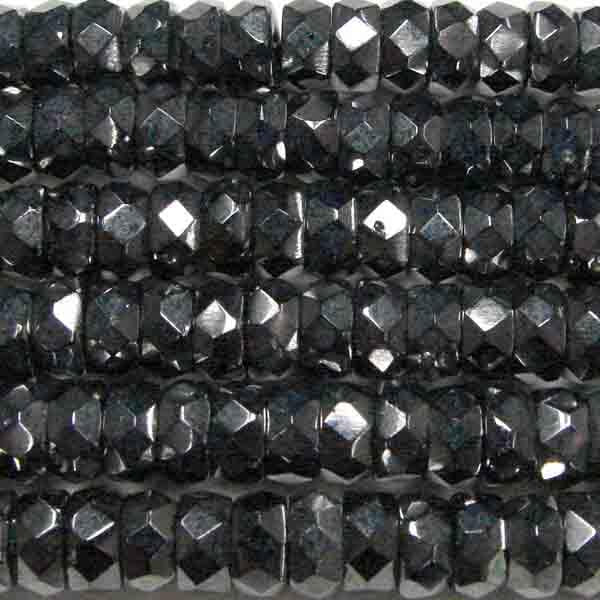 Hematite 6MM Fire Polish Edge Disc Rondelle