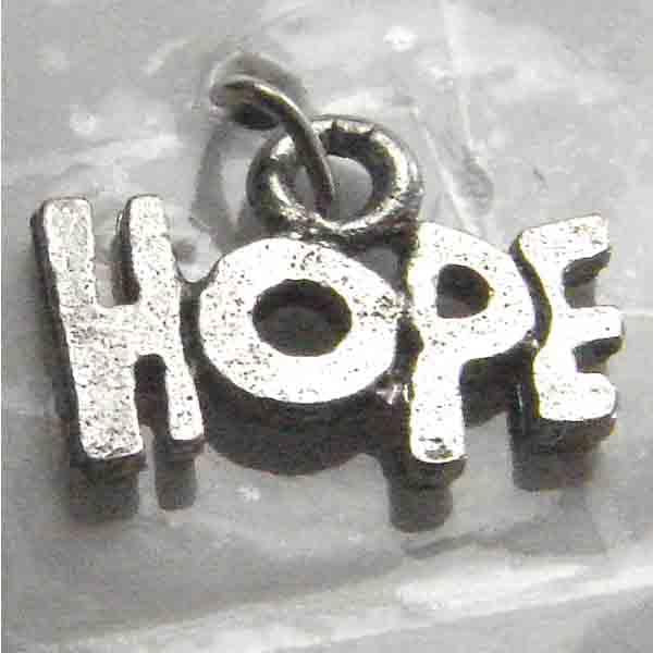 Hope Silver Word Charm 10mm