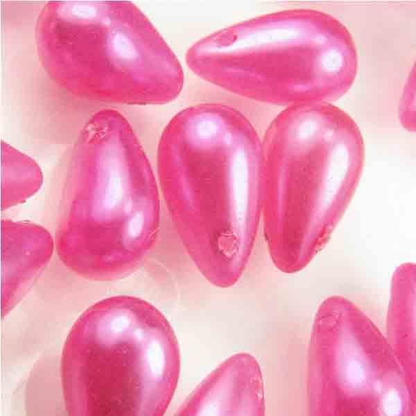 Hot Pink Pearl 9x6MM Tear Drop