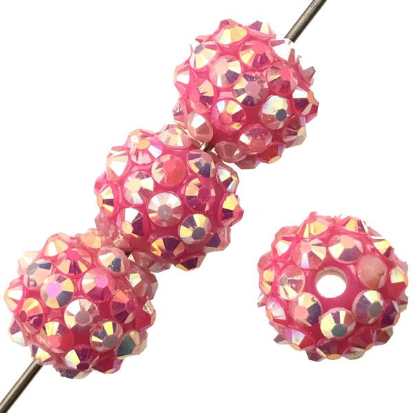 Hot Pink and Light Pink AB 14MM Rhinestone Bead