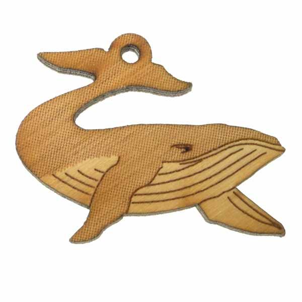 Humpback Whale 24x31MM Burned Wood Pendant