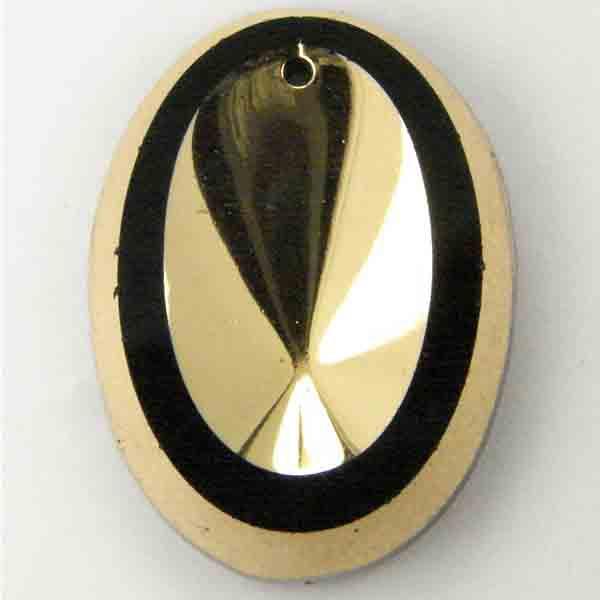 Jet/Gold Dished Oval 25x18MM