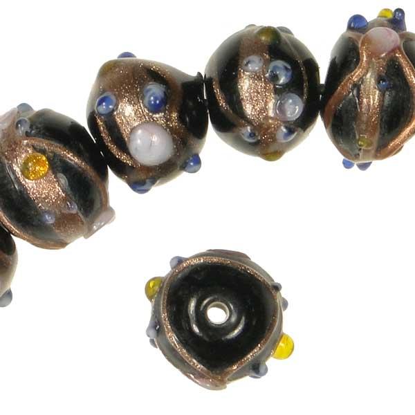 Jet 10x13MM Decorated Lampwork