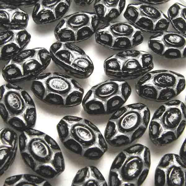 Jet 11x8MM Oval With Matte Silver Detail