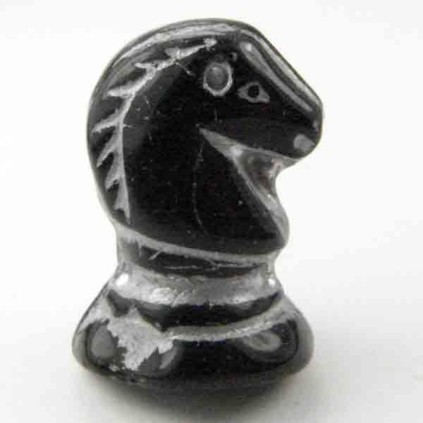 Jet 18x12MM Chess Knight With Silver Detail