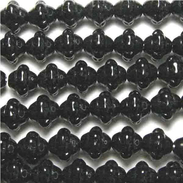 Jet 7MM Beaded Lantern Oval