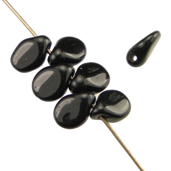 Jet 7x5MM Pip Pinched Tear Pendant Mini Bead