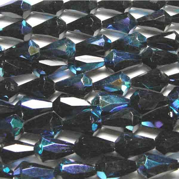 Jet Ab 12x8MM Fire Polish Tear
