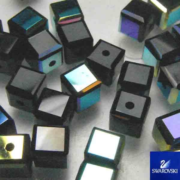 Jet Ab 4MM Swarovski 5601 Cube Bead