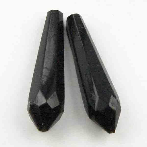 Jet Faceted Tear 24X5MM Half Drill Hatpin Topper