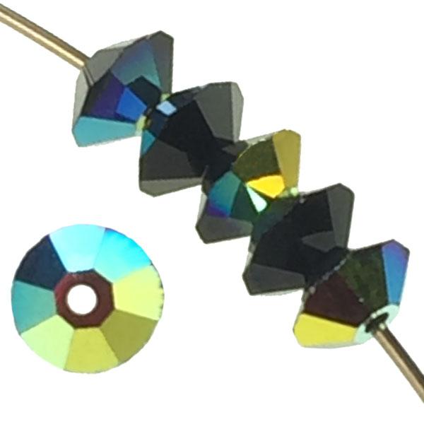 Jet Marea 3x5MM Spacer Machine Cut Crystal Bead