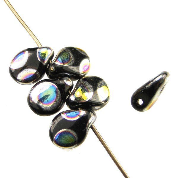 Jet Peacock 7x5MM Pip Pinched Tear Pendant