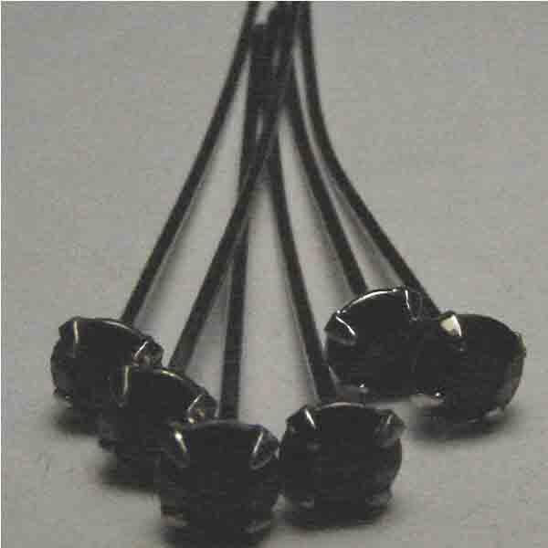 Jet Rhinestone Silver Plate Headpin