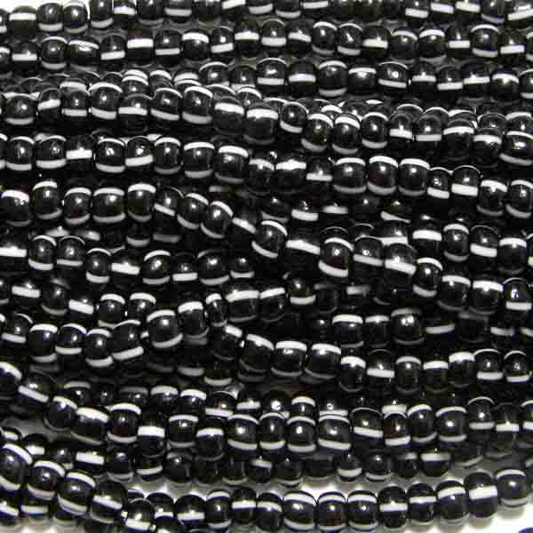 Jet With White 6/0 Seed Bead