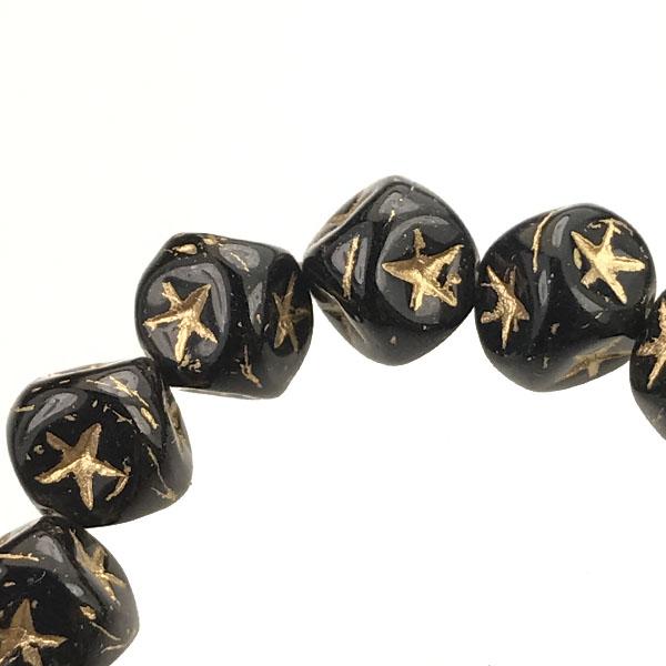 Jet w/Gold Stars 6MM Cube Corner Hole