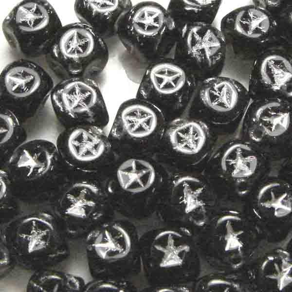 Jet w/Silver Stars 6MM Cube Corner Hole