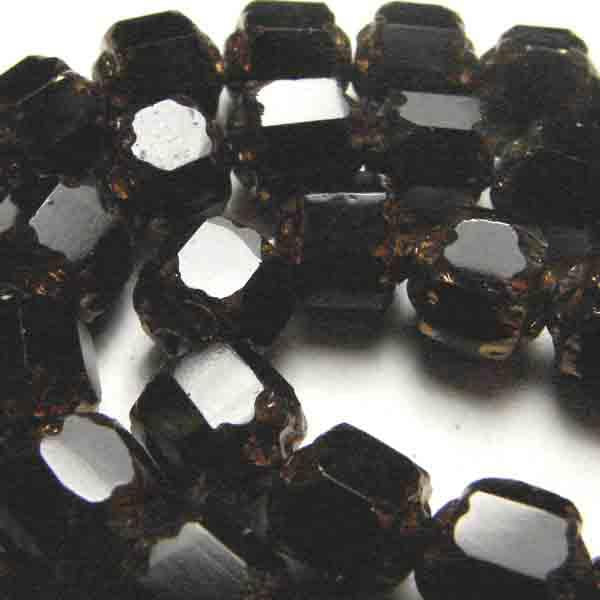 Jet with Bronze 6MM Cathedral Bead