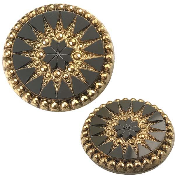 Jet with Gold Starburst 18MM