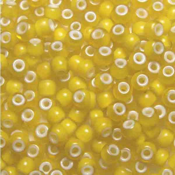 Jonquil White Lined Vintage French 5MM Pony Seed Bead